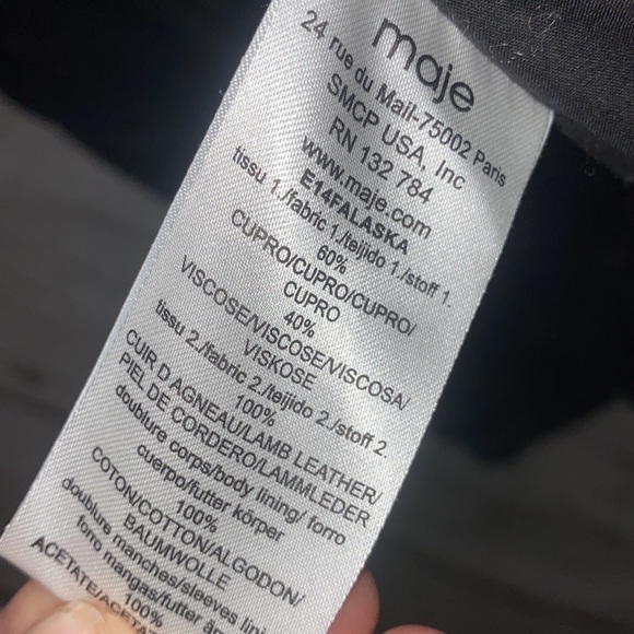 Maje Lambskin Leather Trim Anorak Jacket Size Medium - Picture 11 of 12